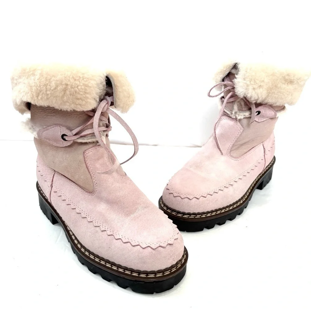 Blondo Canada Vintage Powder Pink Genuine Shearling Waterproof Prepp Winter Boot